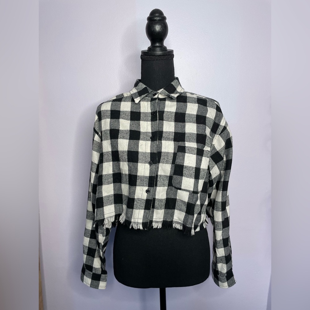 Black and White Plaid Women's Top